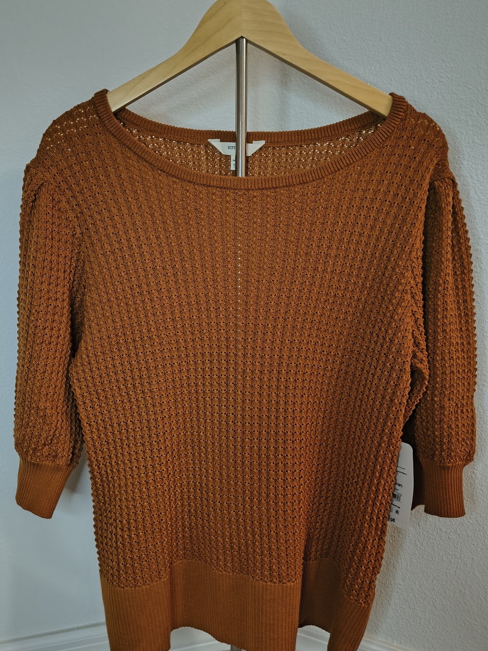 Terra & Sky Open-Knit Scoop Neck Sweater